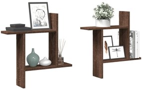 vidaXL Prateleiras parede 2 pcs derivados de madeira carvalho castanho