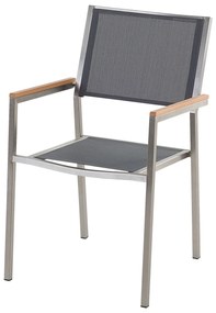 Conjunto de mesa com tampo granito polido preto 180 x 90 cm e 6 cadeiras cinzentas GROSSETO Beliani