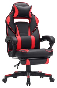 Cadeira gamer SONGMICS Racing, cadeira de escritório ajustável com apoio para os pés, design ergonômico, mecanismo de inclinação, apoio de cabeça, suporte lombar, capacidade de peso de 150 kg, preta e vermelha OBG73BRV1