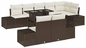 Conjunto de Sofá de Jardim de 9 Peças com Almofadas, Rattan Simples Ca