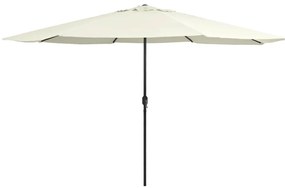 vidaXL Guarda-sol de jardim com poste de metal 390 cm branco areia