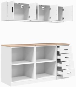 Armários de garagem 6 pcs derivados de madeira branco