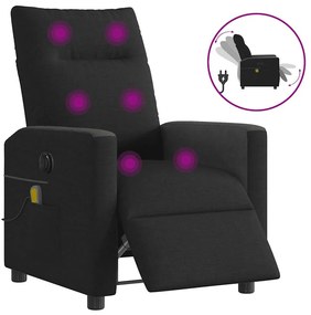 vidaXL Poltrona reclinável de massagens elétrica tecido preto