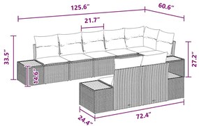 Conjunto de Sofá de Jardim com 8 Peças e Almofadas - Vime Poliéster Pr