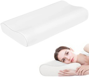 HOMCOM Almofada Cervical e de Pescoço de Espuma Viscoelástica Almofada com Desenho Ergonómico Dupla Altura Capa Removível e Lavável para Suporte de Pescoço Dormir de Lado e de Costas