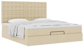 Estrutura de cama otomana com colchão tecido creme 160x200cm
