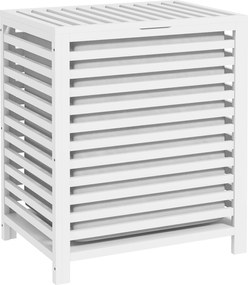 Cesto de Roupa Suja de Bambu Capacidade 55L com Bolsa Amovível Forma Retangular 50x36x60 cm Branco