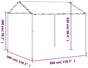 Tenda com toldo 3x3 m aço e tecido antracite