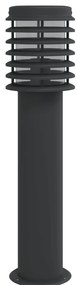 Candeeiro chão exterior c/ tomada 3 pcs 60 cm aço inox. preto