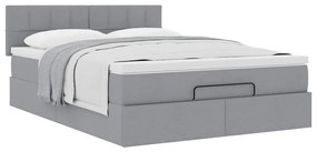 Cama otomana com colchão 140x190 cm tecido cinzento claro