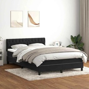 vidaXL Cama com molas/colchão 140x220 cm veludo preto