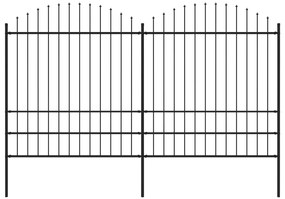 Cerca de jardim com topo em lanças (1,75-2)x3,4 m aço preto