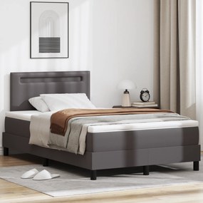 Cama Box vidaXL com Colchão Cinza 120x200 cm em Couro Sintético
