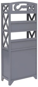 Armário de casa de banho 46x24x116cm madeira paulownia cinzento