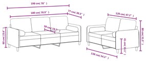 2 pcs conjunto de sofás com almofadas veludo cinzento-escuro