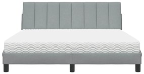 Cama com colchão 160x200 cm tecido cinzento-claro