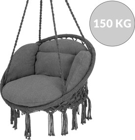 Cadeira suspensa 80x60x140cm redonda com almofadas antracite