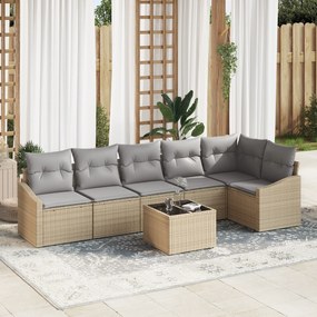 Conjunto de Jantar de Jardim com 7 Peças e Almofadas em Rattan Poliést
