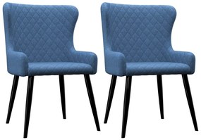 vidaXL Cadeiras de jantar 2 pcs tecido azul