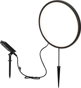 Candeeiro de jardim preto 60 cm com LED recarregável e solar IP65 - Adalind