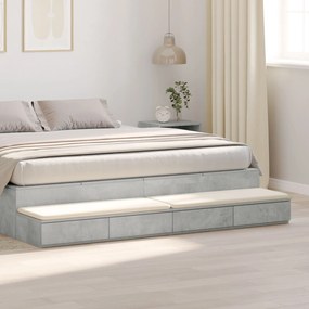 Gavetas para Cama vidaXL Cinza Concreto 180x36,5x16,5 cm Madeira Reves