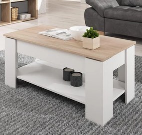 Mesa de centro elevable Nina color blanco y sonoma