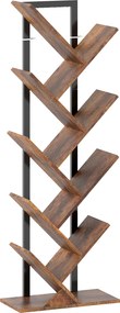 HOMCOM Estante em Forma de Árvore de 9 Níveis, Móvel de Armazenamento Industrial com Estrutura em Aço, 50x24x136cm, Castanho Rústico | Aosom Portugal