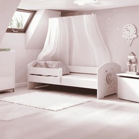 Cama infantil LUK princesa 160x80 branca com grades - colchão e estrado incluído