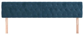 Cabeceira de cama 2 pcs veludo 90x7x78/88 cm azul-escuro