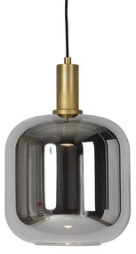 LED Candeeiro de suspensão preto com dourado e vidro fumê incl. PUCC - Zuzanna Design