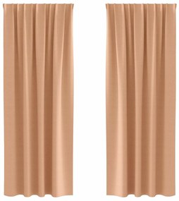 Cortinas 2 pcs Castanho-claro 260 x 140 cm Poliéster
