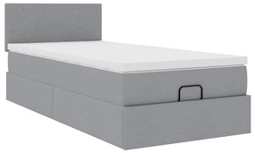 Cama otomana com colchão 100x200 cm tecido cinzento claro