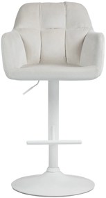 Banco de bar Natoma em veludo com estrutura branca 97-118 x 57 x 59 cm Creme