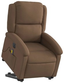 Poltrona elétrica elevatória massagens tecido castanho