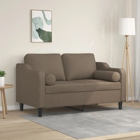 vidaXL Sofá 2 lugares c/ almofadões 120 cm tecido cinza-acastanhado