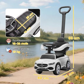 Andarilho forma carro para Crianças, 91 x 40 x 83 cm, Design 2 em 1, Branco