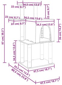 Árvore p/ gatos c/ postes arranhadores sisal 97 cm cor creme