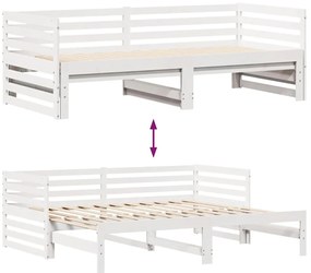 Sofá-cama c/ gavetas 90x200cm madeira de pinho maciça branco