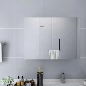 Armário espelhado casa de banho 80x15x60 cm MDF branco