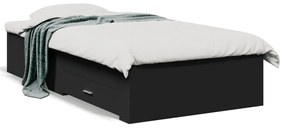 vidaXL Estrutura de cama c/ gavetas 100x200 cm derivados madeira preto