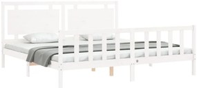 Cama sem colchão 200x200 cm madeira de pinho maciça branco