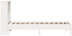 Cama com estante sem colchão 90x200 cm pinho maciço branco