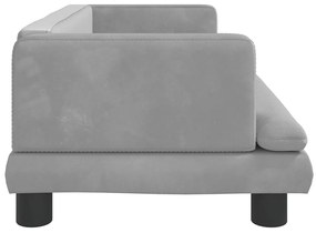 Sofá infantil 80x45x30 cm veludo cinzento-claro