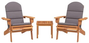 3 pcs conjunto lounge de jardim Adirondack acácia maciça