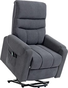 Poltrona Levanta Pessoas com Reclinação Elétrica em até 135° e com 8 Zonas de Massagem 83x92x110 cm Cinza