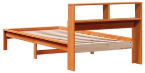 Cama com estante sem colchão 90x190cm pinho maciço castanho-mel