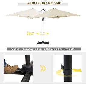 Chapéu de Sol de Jardim 245x245x245 cm Chapéu de Sol Excêntrico com Ro