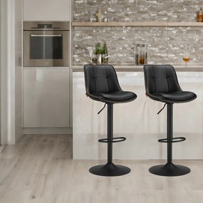 Conjunto de 2 bancos altos bar com encosto Preto