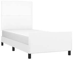 Estrutura cama c/ cabeceira 100x200 cm couro artificial branco