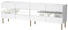 Móvel TV Leon – Branco e Dourado – 180x59x35 cm